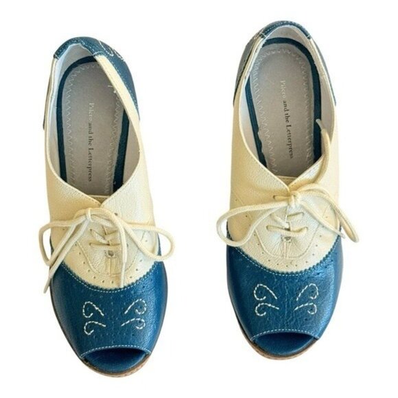 ANTHROPOLOGIE Pilcro & The Letterpress Brighton Oxford Wedge Heel Size 7 - Picture 3 of 6